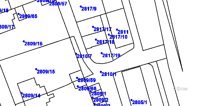 Parcela st. 2817/19 v KÚ Teplice, Katastrální mapa