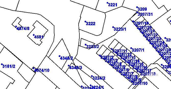 Parcela st. 3223/2 v KÚ Teplice, Katastrální mapa
