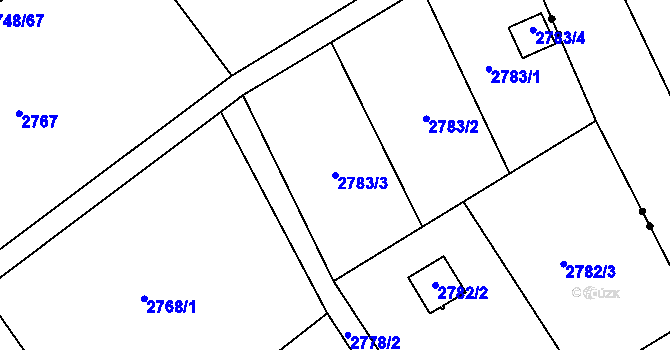 Parcela st. 2783/3 v KÚ Teplice, Katastrální mapa