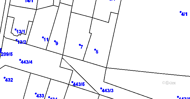Parcela st. 5 v KÚ Teplice-Řetenice, Katastrální mapa
