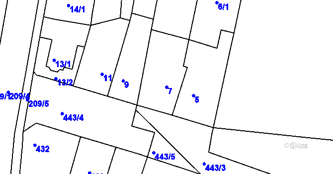 Parcela st. 7 v KÚ Teplice-Řetenice, Katastrální mapa