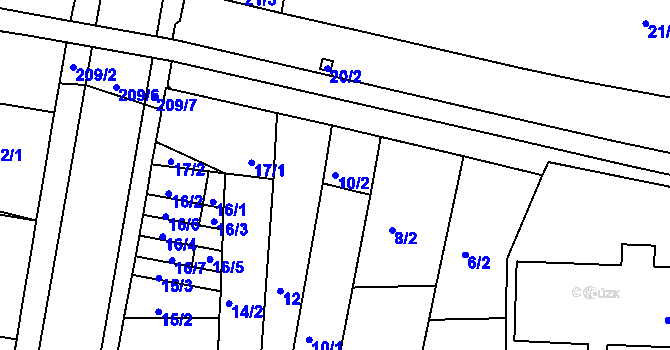 Parcela st. 10/2 v KÚ Teplice-Řetenice, Katastrální mapa