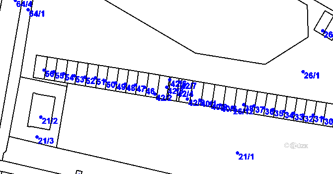 Parcela st. 42/3 v KÚ Teplice-Řetenice, Katastrální mapa