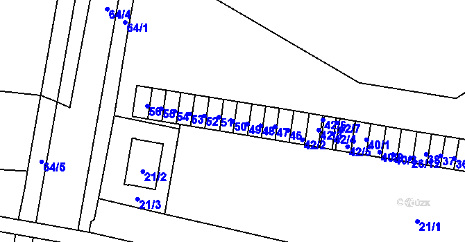 Parcela st. 50 v KÚ Teplice-Řetenice, Katastrální mapa