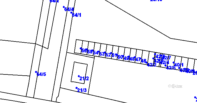 Parcela st. 53 v KÚ Teplice-Řetenice, Katastrální mapa