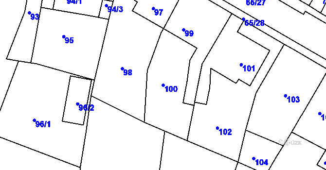 Parcela st. 100 v KÚ Teplice-Řetenice, Katastrální mapa