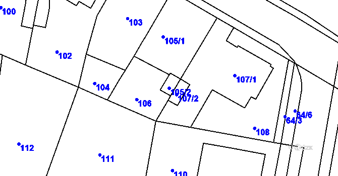 Parcela st. 105/2 v KÚ Teplice-Řetenice, Katastrální mapa