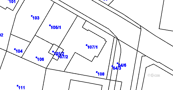 Parcela st. 107/1 v KÚ Teplice-Řetenice, Katastrální mapa