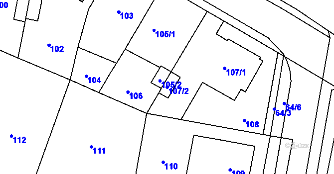Parcela st. 107/2 v KÚ Teplice-Řetenice, Katastrální mapa
