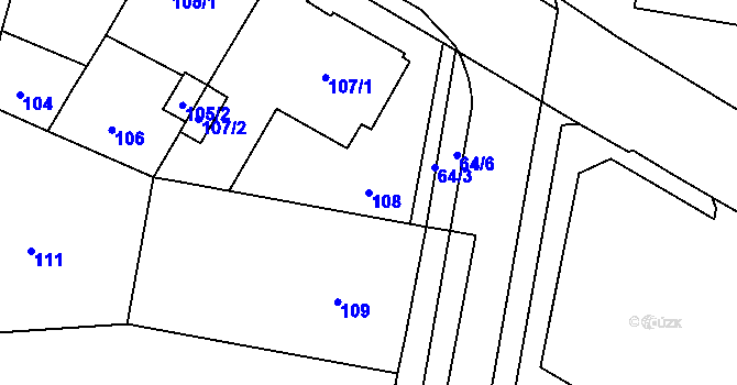 Parcela st. 108 v KÚ Teplice-Řetenice, Katastrální mapa