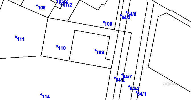 Parcela st. 109 v KÚ Teplice-Řetenice, Katastrální mapa