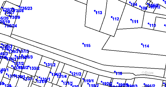 Parcela st. 115 v KÚ Teplice-Řetenice, Katastrální mapa