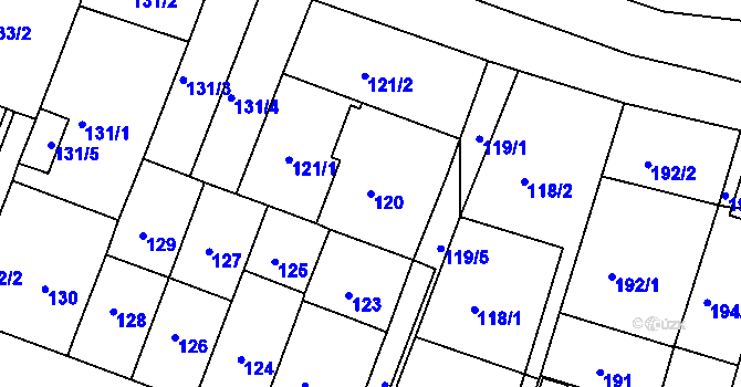 Parcela st. 120 v KÚ Teplice-Řetenice, Katastrální mapa