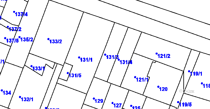 Parcela st. 131/3 v KÚ Teplice-Řetenice, Katastrální mapa
