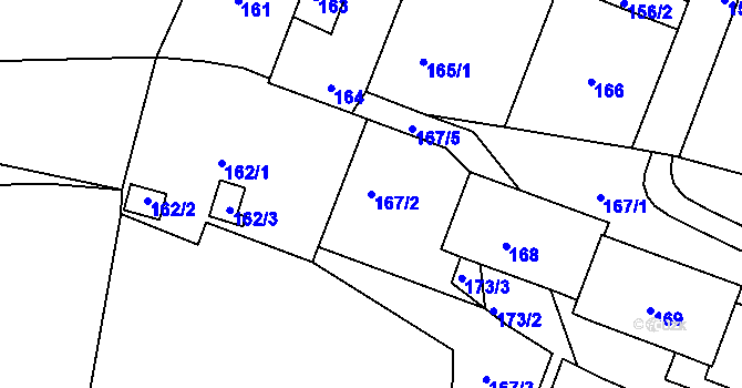 Parcela st. 167/2 v KÚ Teplice-Řetenice, Katastrální mapa
