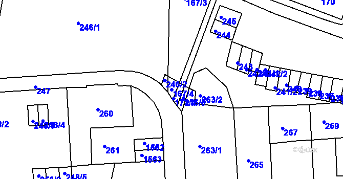 Parcela st. 167/4 v KÚ Teplice-Řetenice, Katastrální mapa