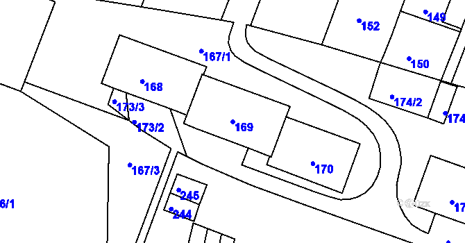 Parcela st. 169 v KÚ Teplice-Řetenice, Katastrální mapa