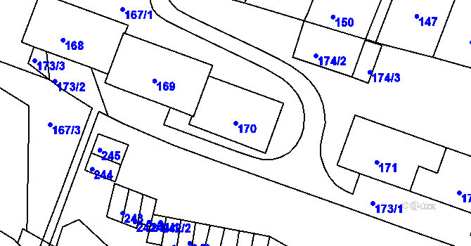 Parcela st. 170 v KÚ Teplice-Řetenice, Katastrální mapa