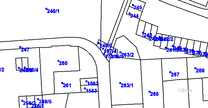 Parcela st. 173/4 v KÚ Teplice-Řetenice, Katastrální mapa
