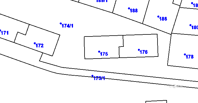 Parcela st. 175 v KÚ Teplice-Řetenice, Katastrální mapa