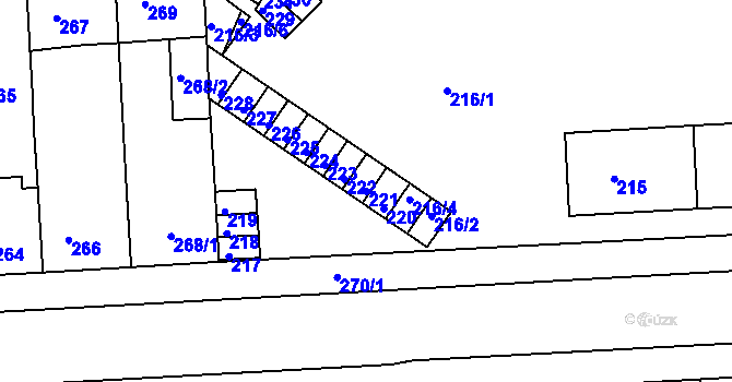 Parcela st. 221 v KÚ Teplice-Řetenice, Katastrální mapa