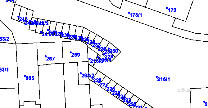 Parcela st. 229 v KÚ Teplice-Řetenice, Katastrální mapa