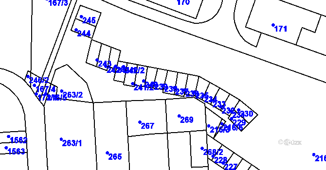 Parcela st. 238 v KÚ Teplice-Řetenice, Katastrální mapa