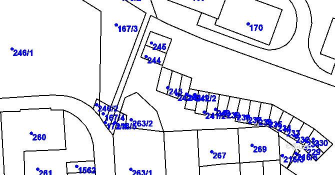 Parcela st. 243 v KÚ Teplice-Řetenice, Katastrální mapa