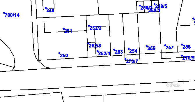 Parcela st. 252/1 v KÚ Teplice-Řetenice, Katastrální mapa