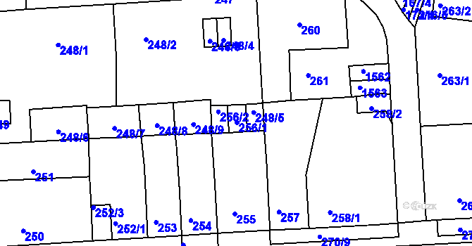 Parcela st. 256 v KÚ Teplice-Řetenice, Katastrální mapa