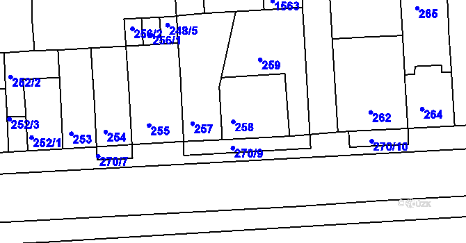 Parcela st. 258 v KÚ Teplice-Řetenice, Katastrální mapa