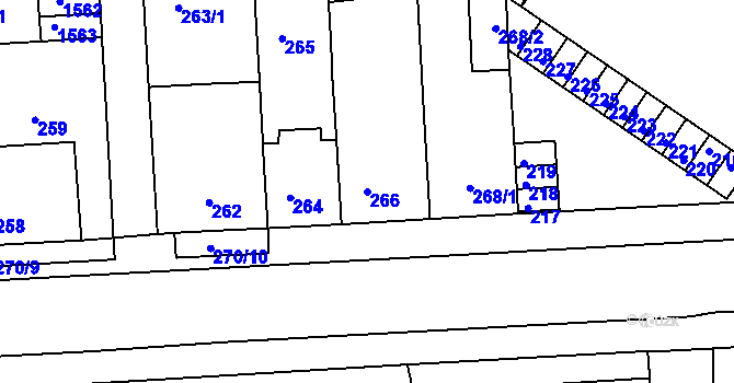 Parcela st. 266 v KÚ Teplice-Řetenice, Katastrální mapa