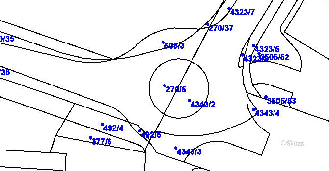Parcela st. 270/5 v KÚ Teplice-Řetenice, Katastrální mapa
