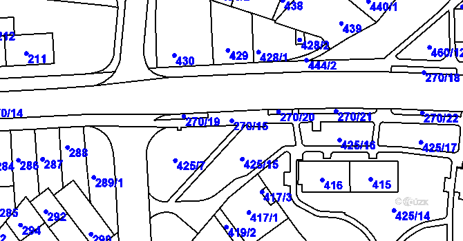 Parcela st. 270/15 v KÚ Teplice-Řetenice, Katastrální mapa