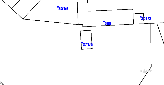 Parcela st. 271/5 v KÚ Teplice-Řetenice, Katastrální mapa