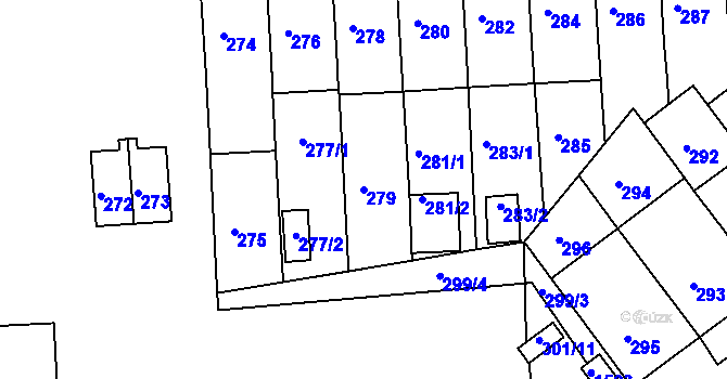 Parcela st. 279 v KÚ Teplice-Řetenice, Katastrální mapa