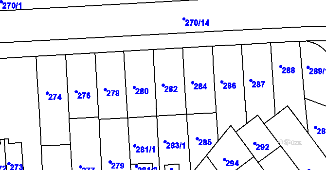 Parcela st. 282 v KÚ Teplice-Řetenice, Katastrální mapa