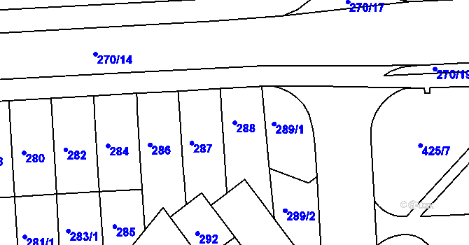 Parcela st. 288 v KÚ Teplice-Řetenice, Katastrální mapa