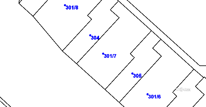 Parcela st. 301/7 v KÚ Teplice-Řetenice, Katastrální mapa