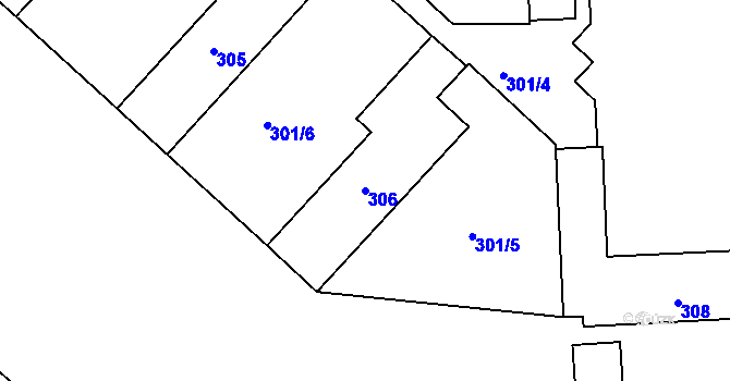 Parcela st. 306 v KÚ Teplice-Řetenice, Katastrální mapa
