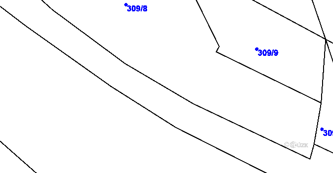 Parcela st. 309/2 v KÚ Teplice-Řetenice, Katastrální mapa