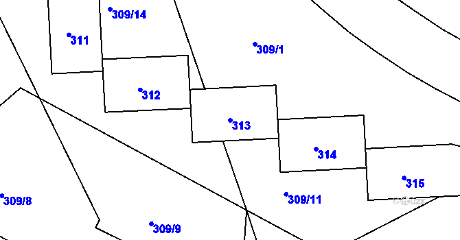 Parcela st. 313 v KÚ Teplice-Řetenice, Katastrální mapa