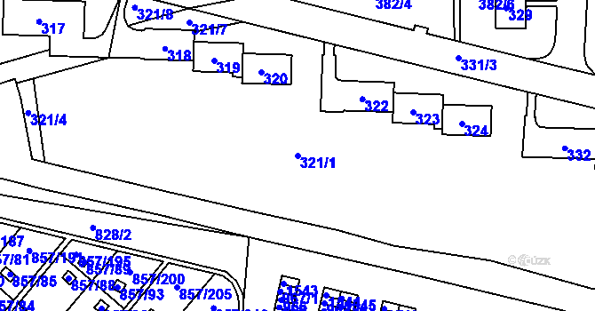 Parcela st. 321/1 v KÚ Teplice-Řetenice, Katastrální mapa