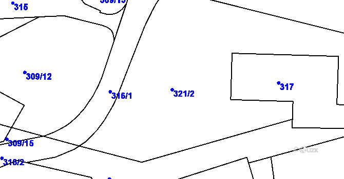 Parcela st. 321/2 v KÚ Teplice-Řetenice, Katastrální mapa