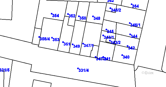 Parcela st. 347/1 v KÚ Teplice-Řetenice, Katastrální mapa