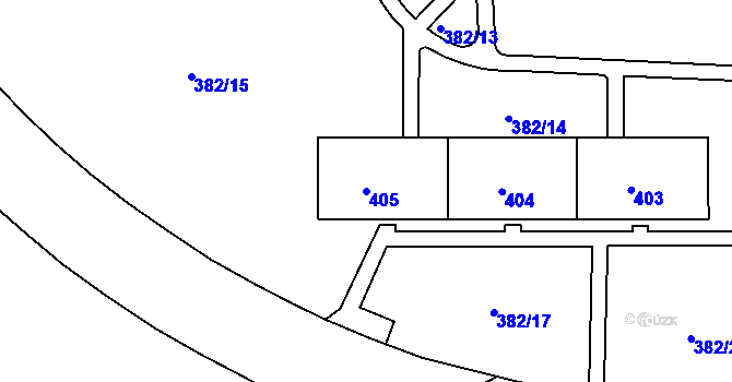 Parcela st. 405 v KÚ Teplice-Řetenice, Katastrální mapa