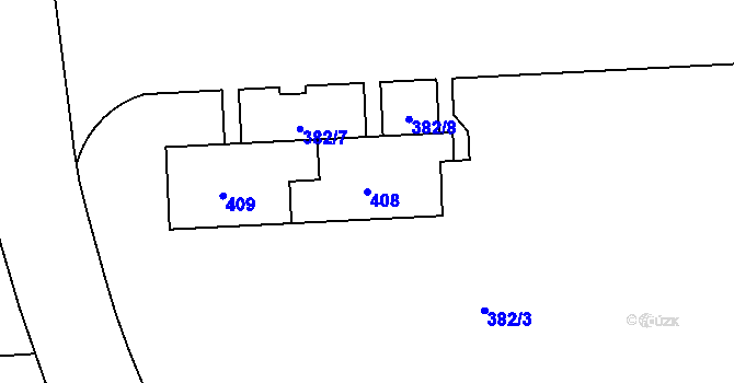 Parcela st. 408 v KÚ Teplice-Řetenice, Katastrální mapa