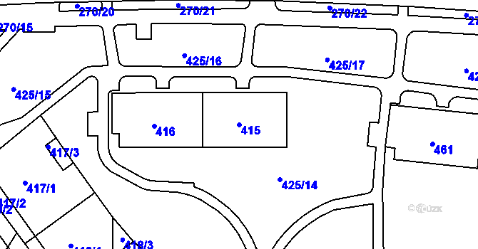Parcela st. 415 v KÚ Teplice-Řetenice, Katastrální mapa