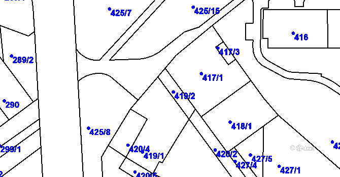 Parcela st. 419/2 v KÚ Teplice-Řetenice, Katastrální mapa