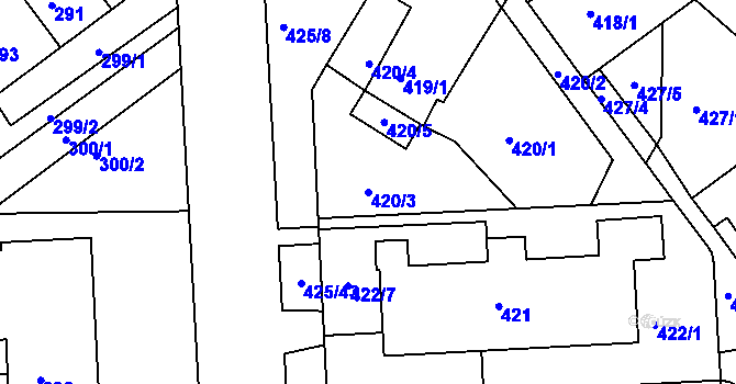 Parcela st. 420/3 v KÚ Teplice-Řetenice, Katastrální mapa